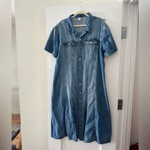 H&M Blue Denim Midi Dress